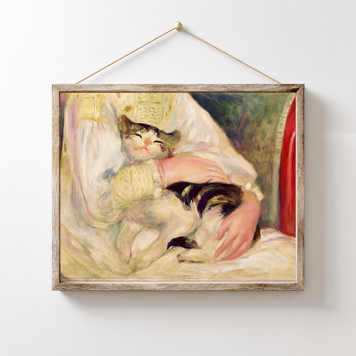 Home Decor Cat - Vintage Cat Print, Renoir Cat Painting,