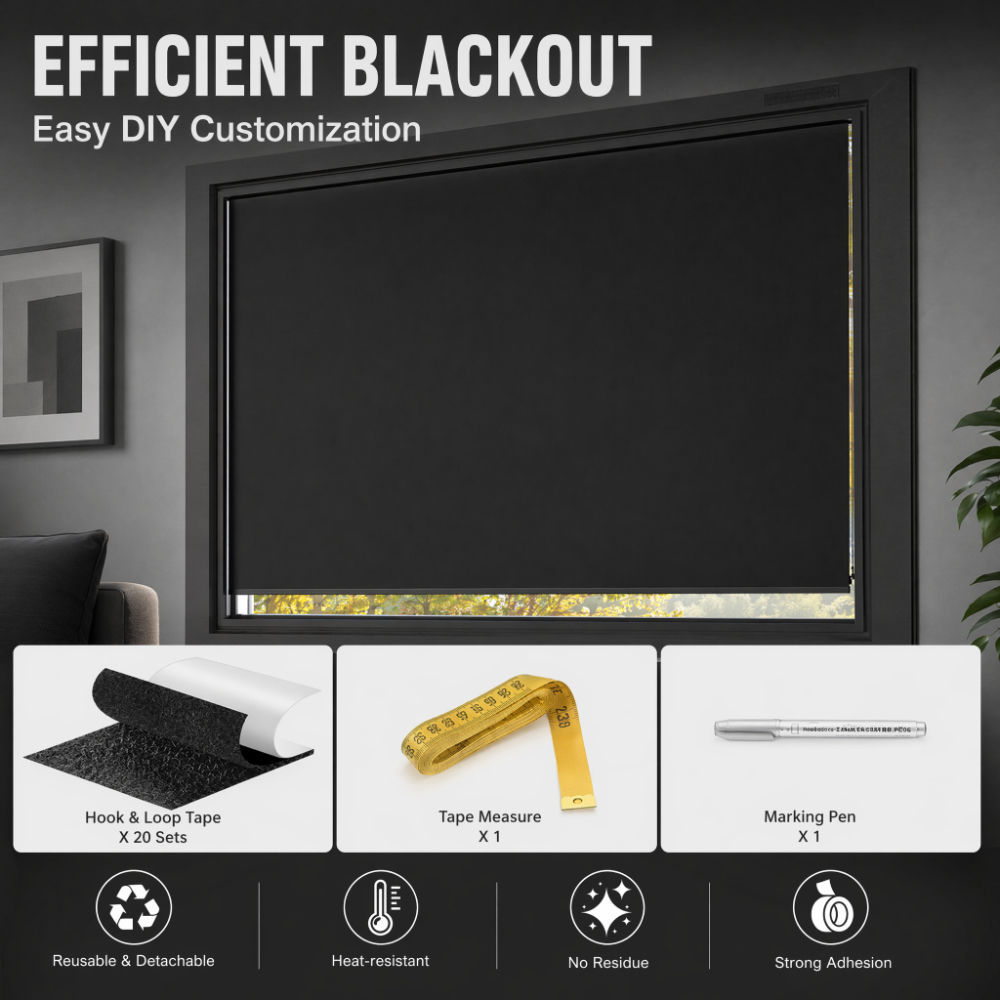 Blackout Curtains - Blackout Blinds Stick On Temporary 1/1.5/2/3/4M