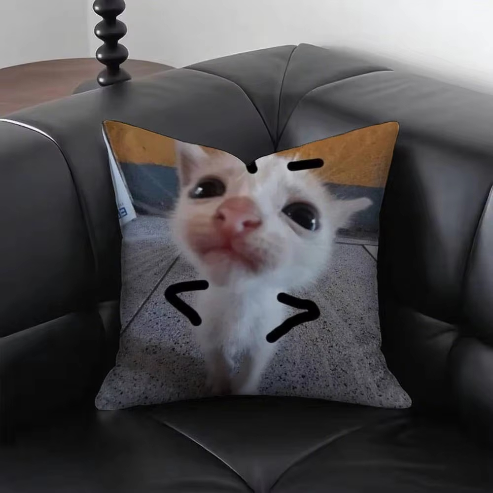 Funny Cat M-Meme Pillow Cover  – обзор и цена Home Decor Emoji