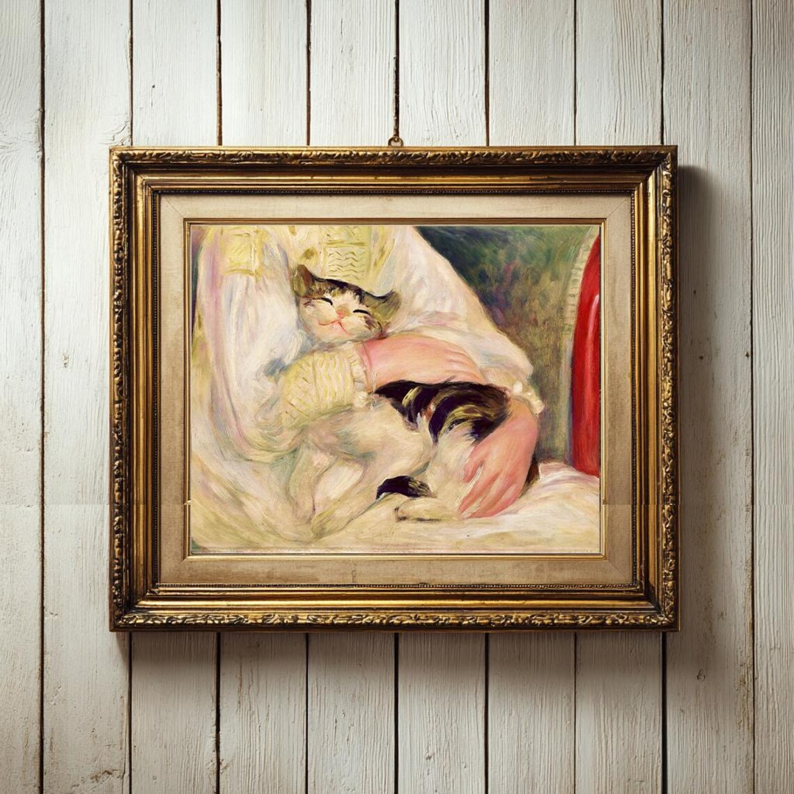 Vintage Cat Print, Renoir Cat  – обзор и цена Home Decor Cat