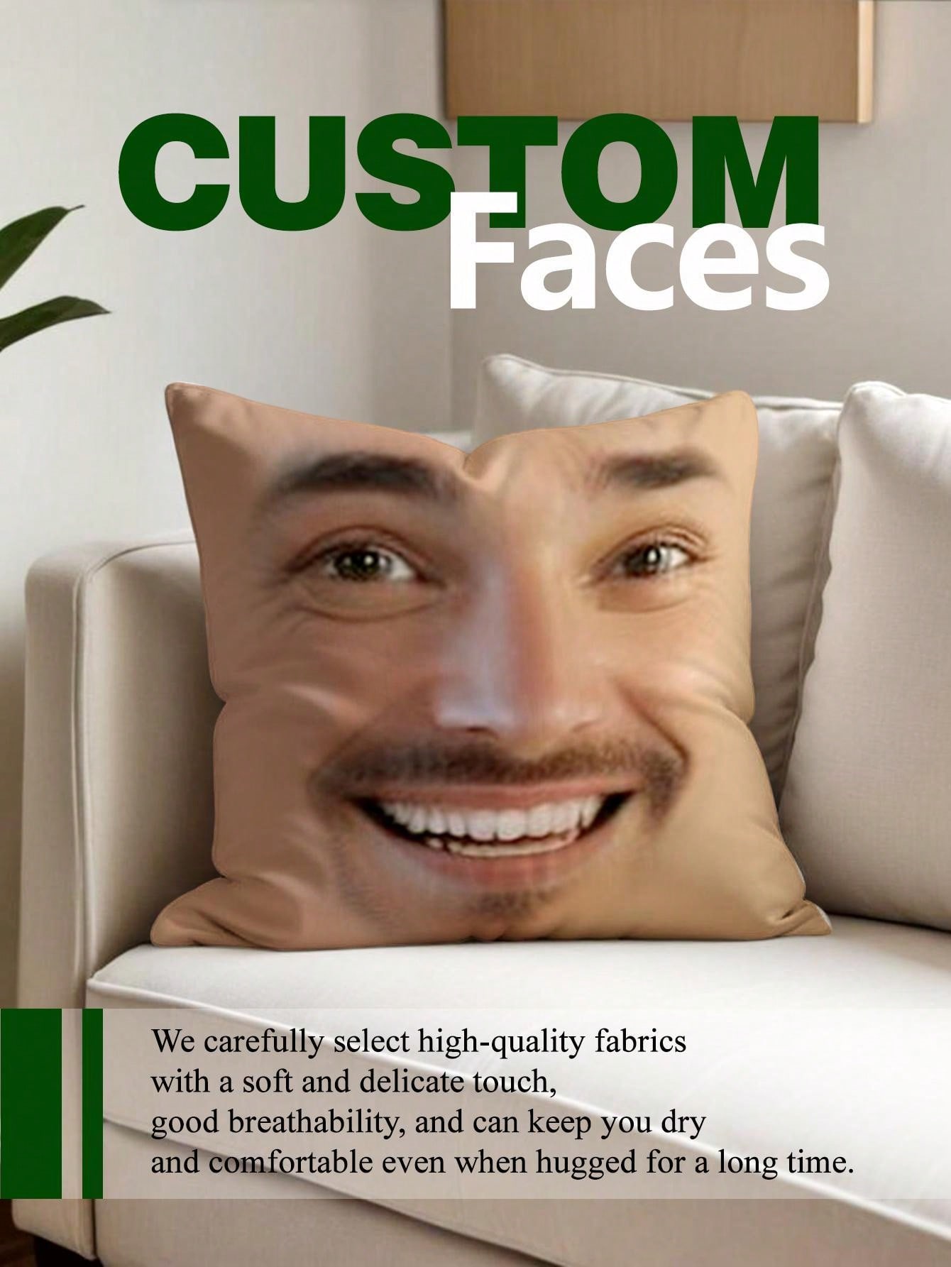 1pc Custom Face Square Pillow  – обзор и цена Home Decor Sofa