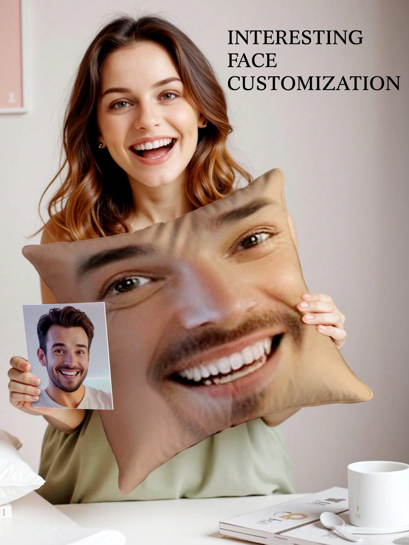 1pc Custom Face Square Pillow  – обзор и цена Home Decor Sofa