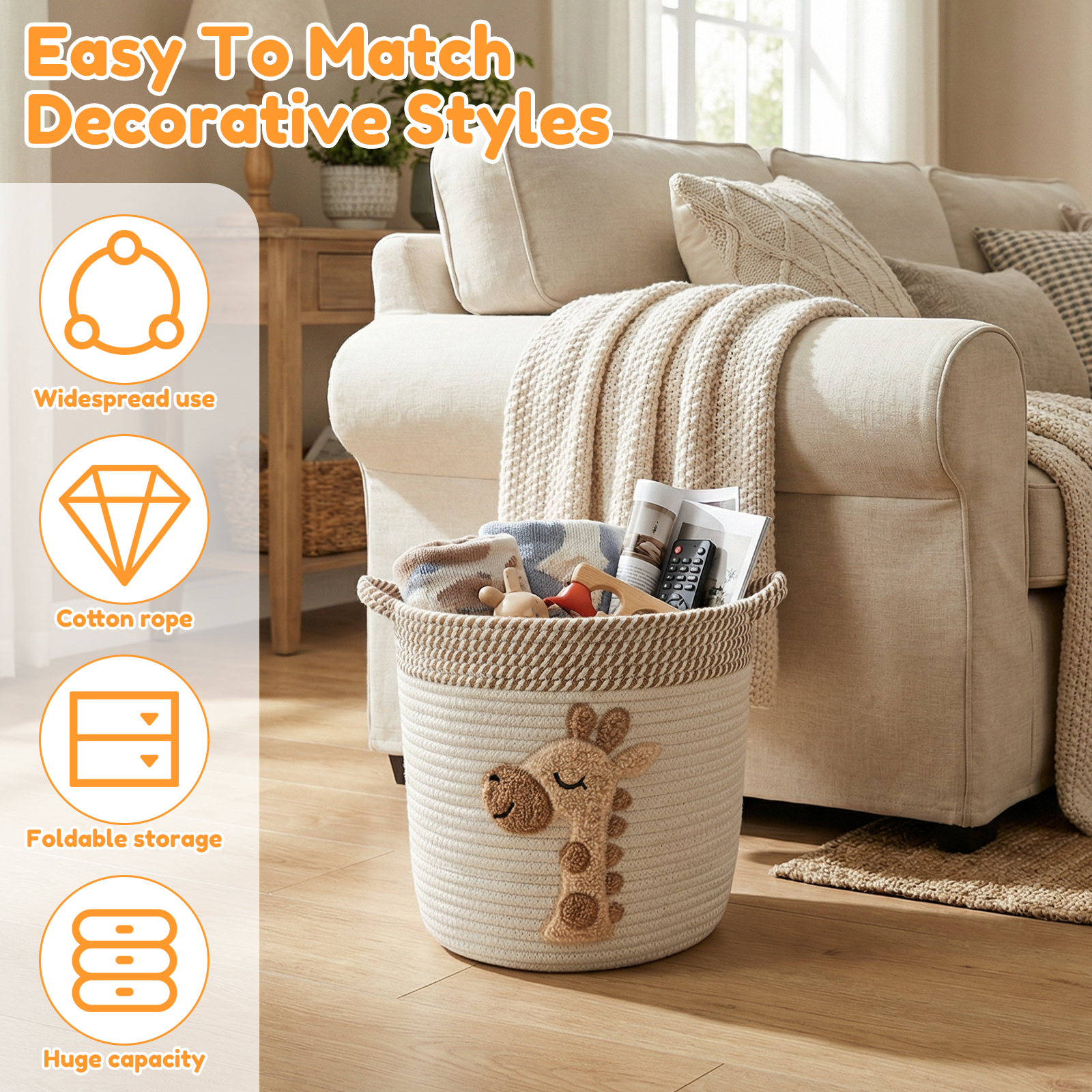 Cotton Rope Storage Basket Lar – обзор и цена Home Decor Hampers