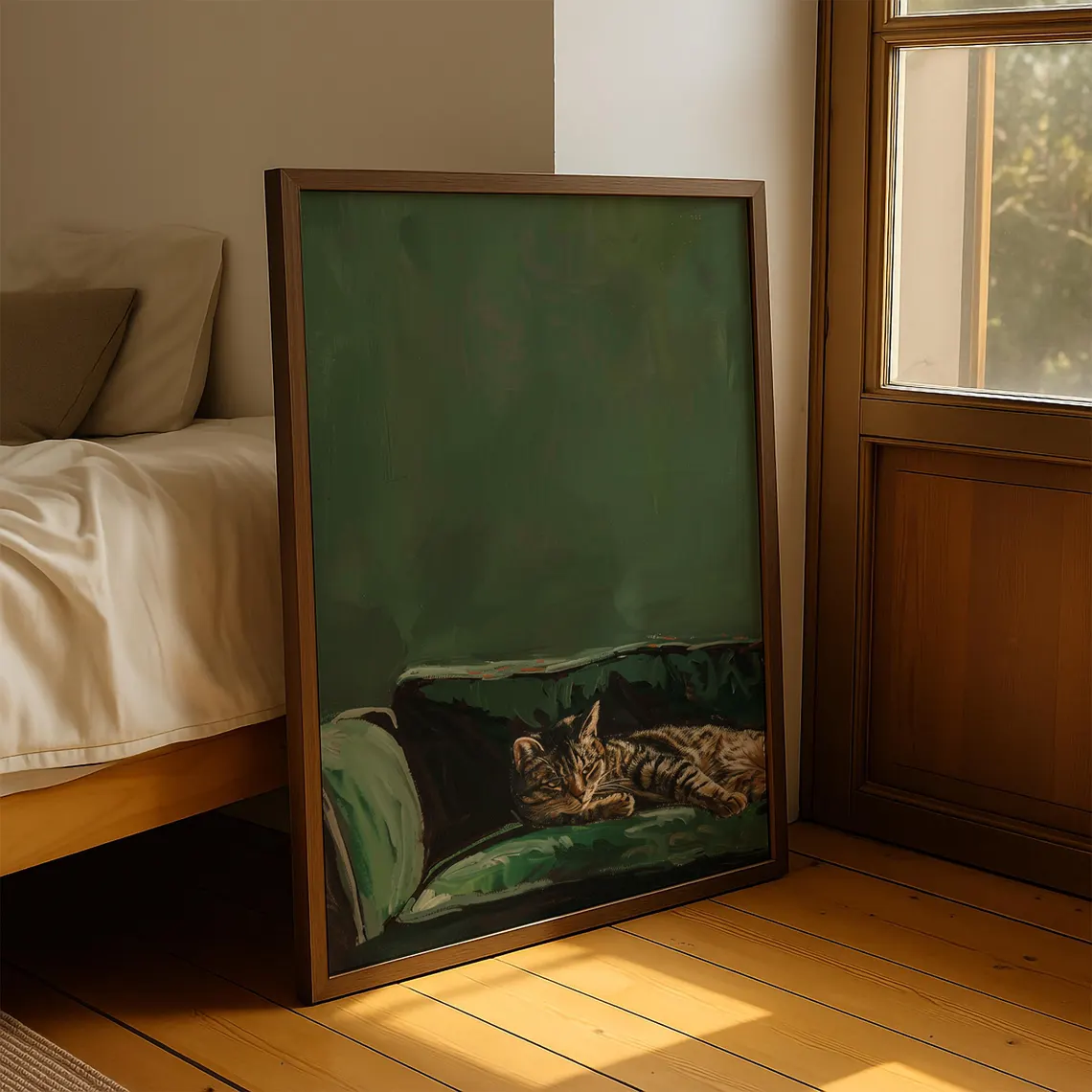Sleepy Tabby Cat Art Print: Gr – обзор и цена Home Decor Sofa