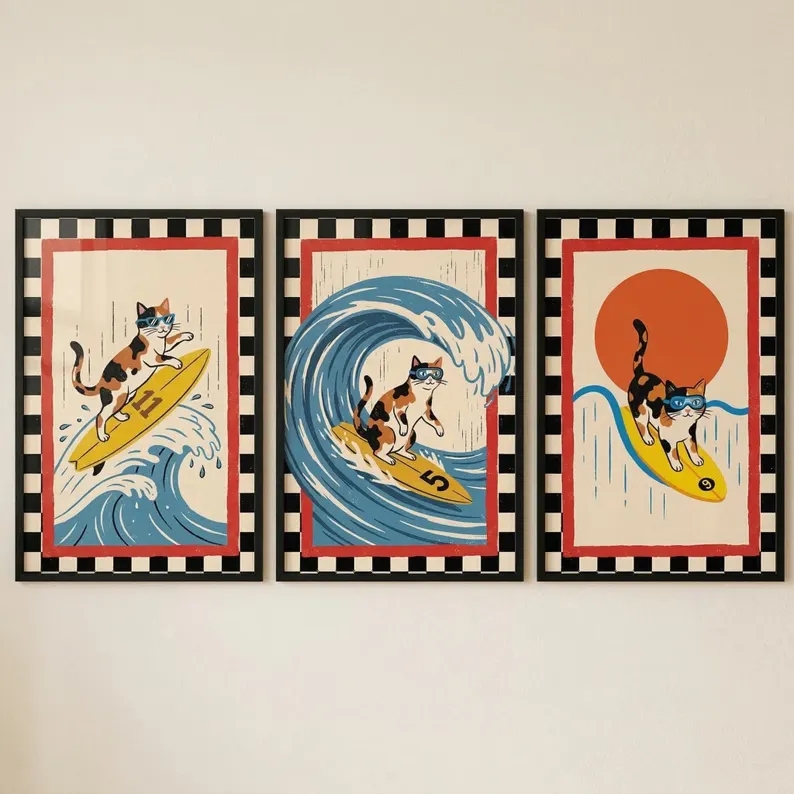 3pcs Retro Japanese Wave Cat S – обзор и цена Home Decor Cat