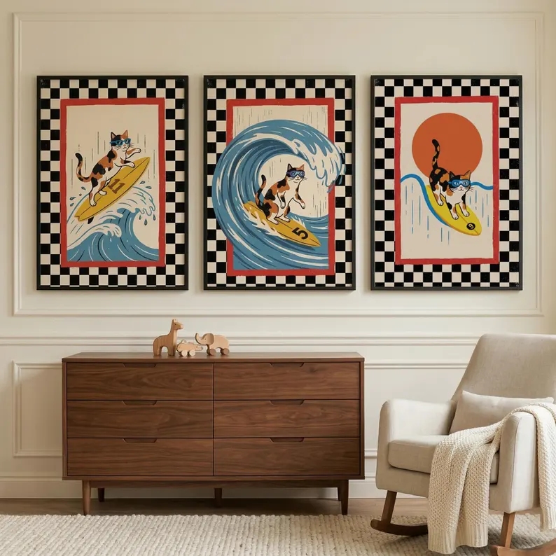 3pcs Retro Japanese Wave Cat S – обзор и цена Home Decor Cat